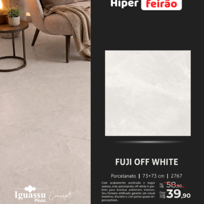 Porcelanato Delta Fuji Off White 73x73 Acetinado