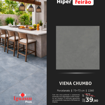 Porcelanato Delta Viena Chumbo 73x73 Acetinado
