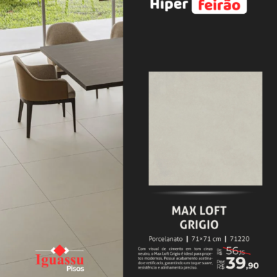 Porcelanato Embramaco Max Loft Grigio 71X71 Acetinado