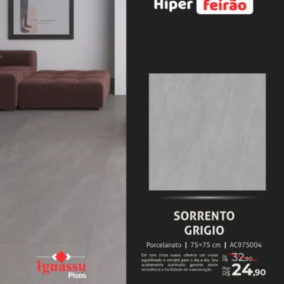 Piso Incopisos Sorrento Grigio 75x75 Acetinado