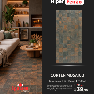Porcelanato Porto Ferreira Corten Mosaico 52x104