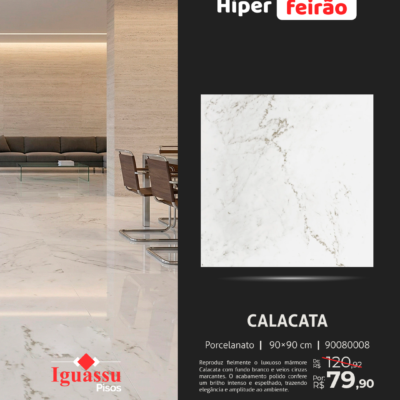 Porcelanato Incepa Calacata 90x90 Polido