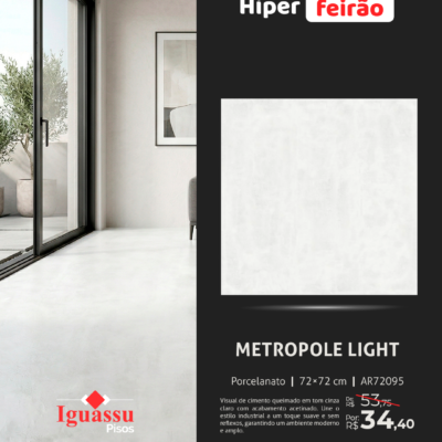 Porcelanato Via Rosa Metropole Light 72x72 Acetinado