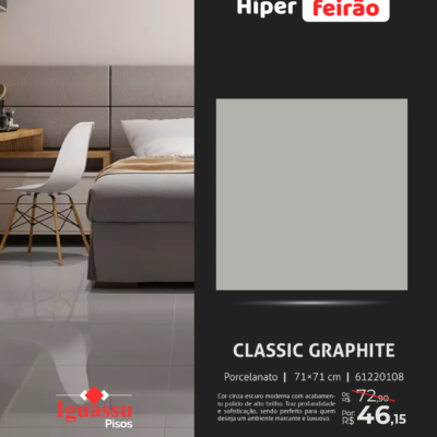 Porcelanato Via Rosa Classic Graphite 71x71 Polido