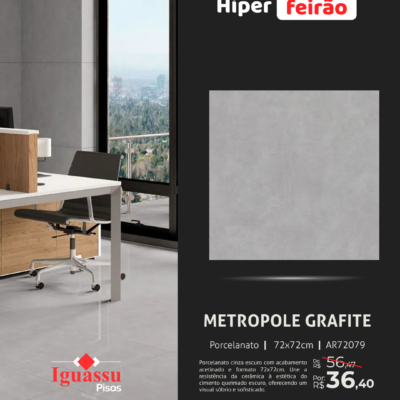 Porcelanato Via Rosa Metropole Grafite 72x72 Acetinado