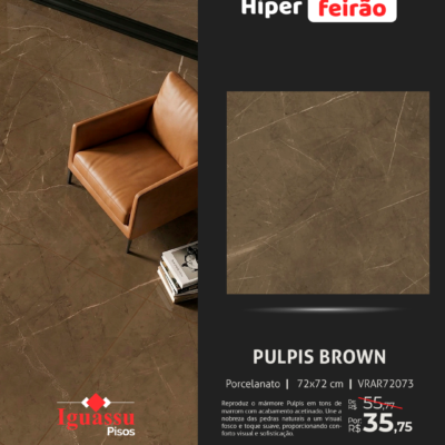 Porcelanato Via Rosa Pulpis Brow 72x72 Acetinado