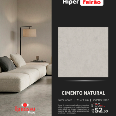 Porcelanato Via Rosa Cimento Natural Polido 71x71
