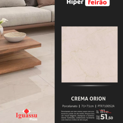Porcelanato Lef Crema Orion 71x71 Polido