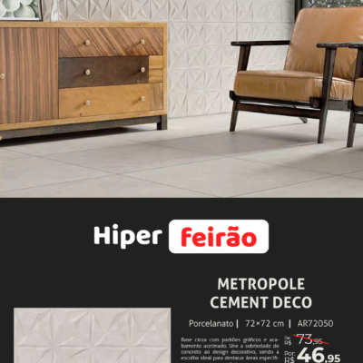 Porcelanato Via Rosa Metropole Cement Deco 72x72