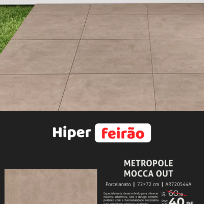 Porcelanato Via Rosa Metropole Mocca Out 72x72