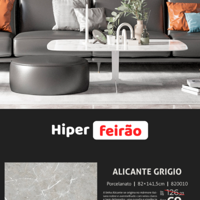 Porcelanato Villagres Alicante Grigio 82x141,5 Acetinado